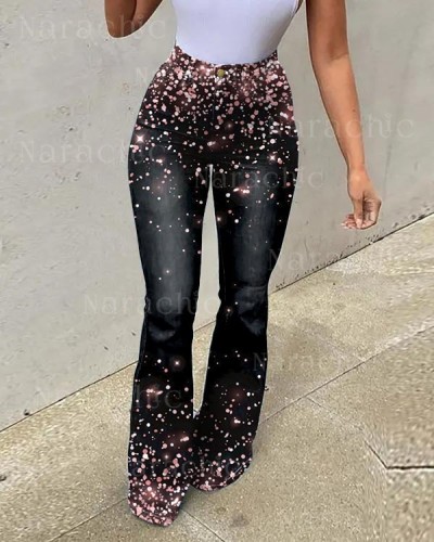 Stretch High-rise Flared Jeans