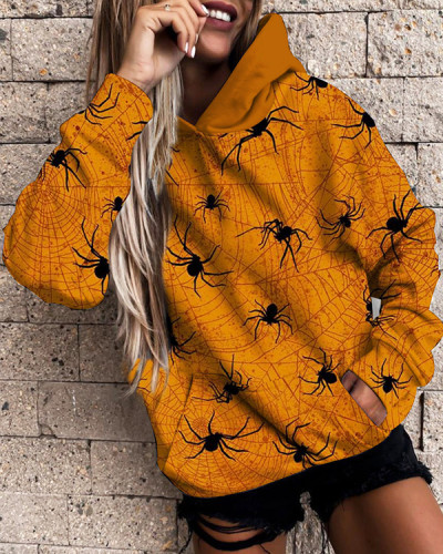 Halloween Print Street Funny Loose Pullover Sweater