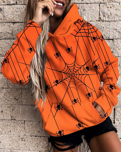 Halloween Print Street Funny Loose Pullover Sweater