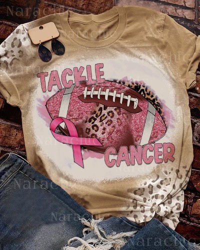 Breast Cancer Awareness Tackles Cancer Football Leopard Top