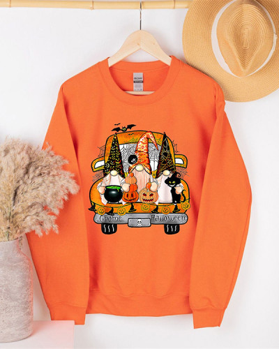 Gnome Witch Halloween Pumpkin Fall Halloween Sweatshirt