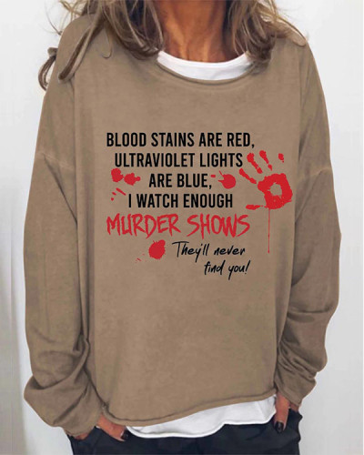 Women Halloween Bloodstains Long Sleeve Top