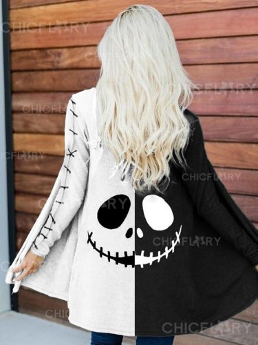 Halloween Print Long Sleeve Cardigan