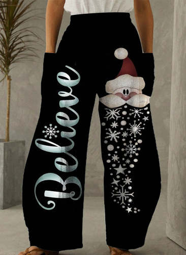 Christmas Santa Claus Print Casual Pants