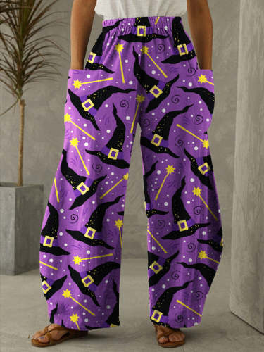 Halloween Print Vintage Pants