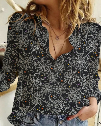 Women's Halloween Print Loose Shirt