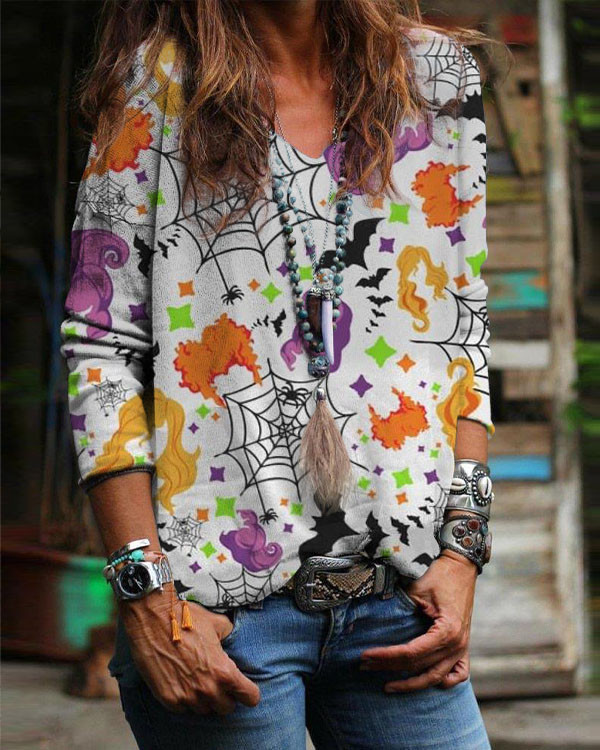 Women's Halloween Print  Loose Top