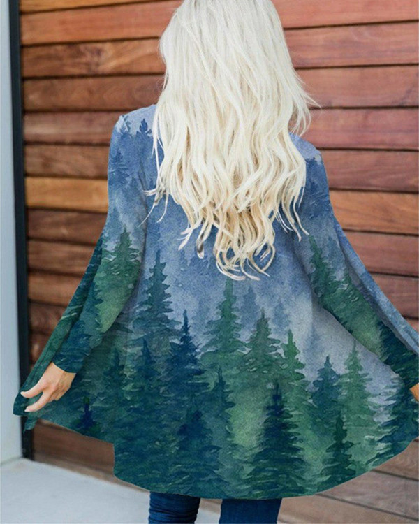 Mountains Lanscape Gradient Watercolor Art Cardigan