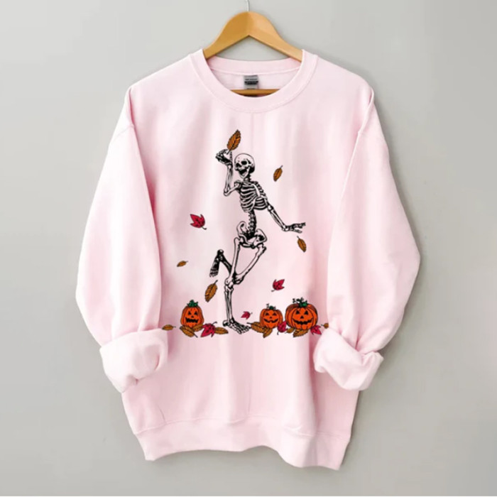 Halloween Funny Dancing Skeleton Pumpkin Sweatshirt