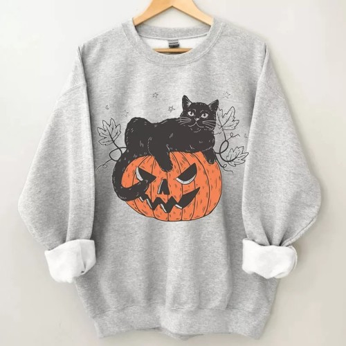 Black Cat on Pumpkin Sweatshirt