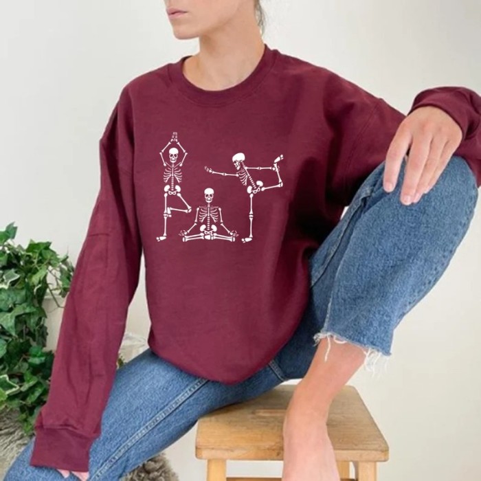 Funny Halloween Skeleton Yoga Sweatshirt