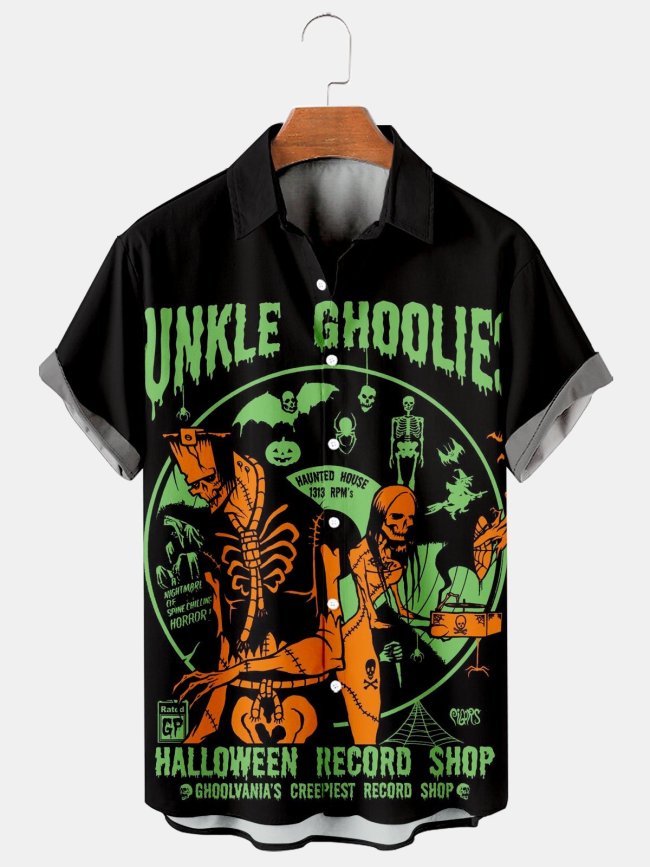 Halloween Casual Loose Men's Plus Size Short-Sleeved Shirt