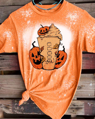 Pumpkin and Coffee T-Shirt Tee - Orange