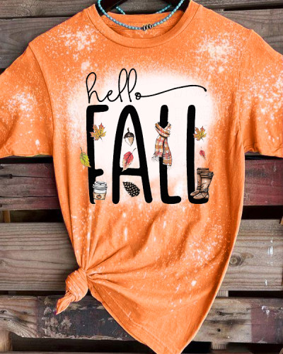 Hello Fall T-Shirt Tee - Orange