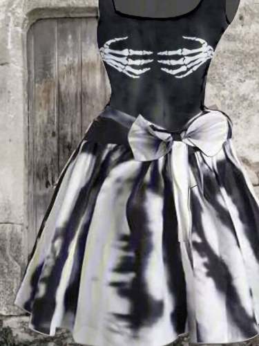 Gothic Colorblock Print Sleeveless Dress