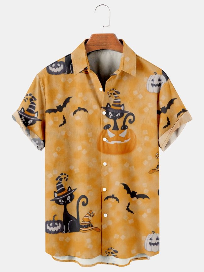 Halloween Casual Loose Men's Plus Size Short-Sleeved Shirt