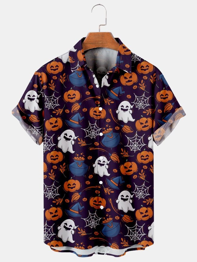 Halloween Casual Loose Men's Plus Size Short-Sleeved Shirt