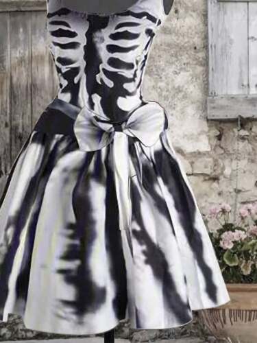 Skeleton Print Sleeveless Dress