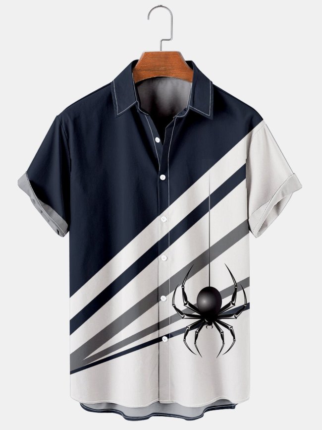 Men's Halloween Spider Casual Simple Plus Size Printed Shirt