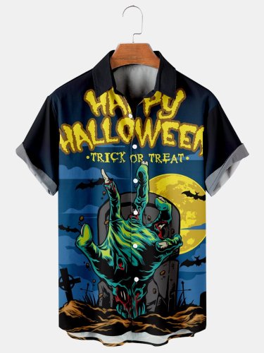 Halloween Casual Loose Men's Plus Size Short-Sleeved Shirt