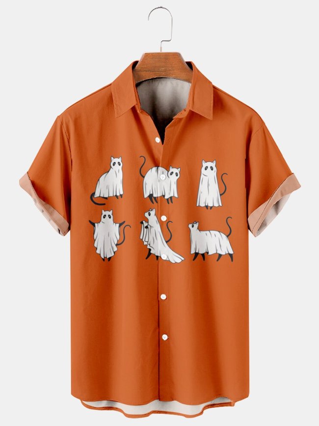 Halloween Casual Loose Men's Plus Size Short-Sleeved Shirt