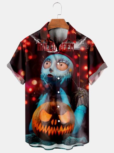 Halloween Casual Loose Men's Plus Size Short-Sleeved Shirt