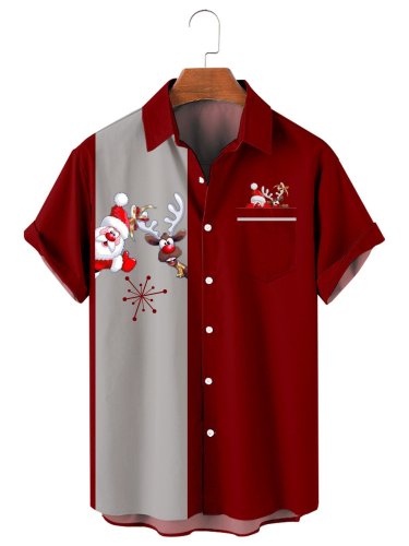 Christmas Casual Loose Men's Plus Size Short-Sleeved Shirt