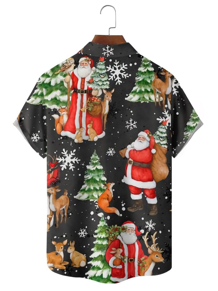 Christmas Casual Loose Men's Plus Size Short-Sleeved Shirt