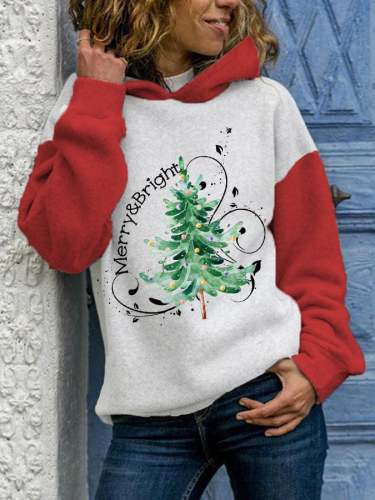 Women's Merry And Bright Christmas Tree🎄Casual Hoodie