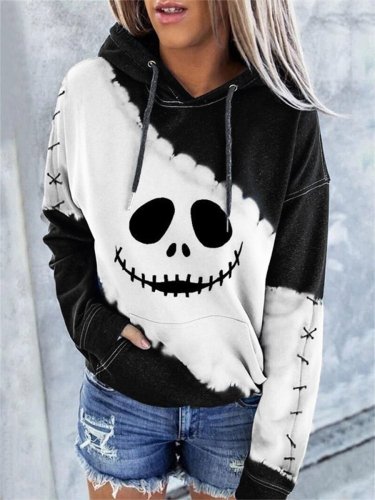 Women's Halloween Funny Skull Tie Dye Hoodie