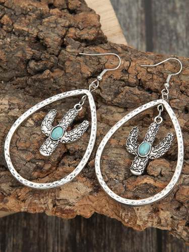 Water Drop Cactus Turquoise Earrings