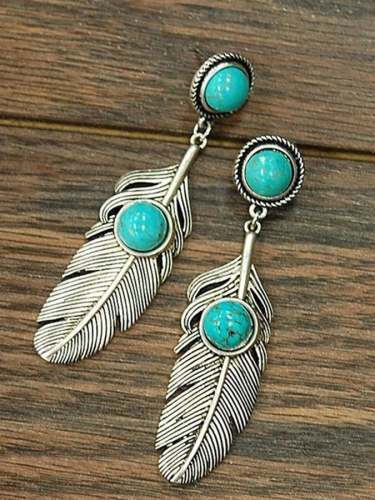 Vintage Feather Turquoise Earrings