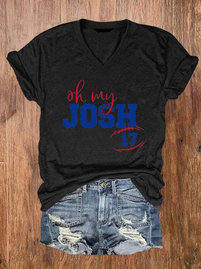 Women's Buffalo Oh My Josh Print V-Neck T-Shirt