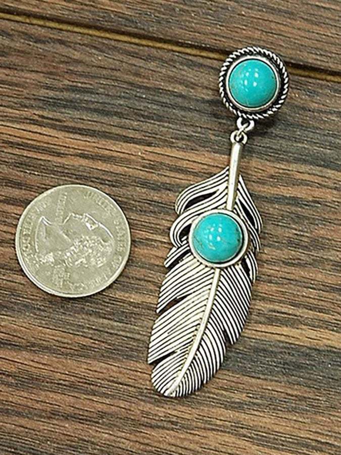 Vintage Feather Turquoise Earrings