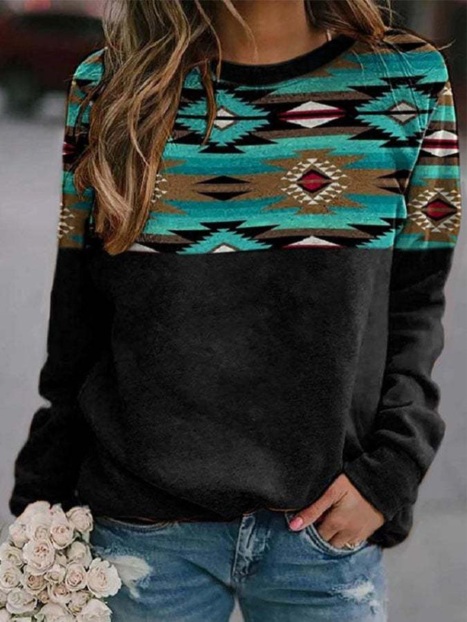 Ethnic Print Sweatshirt