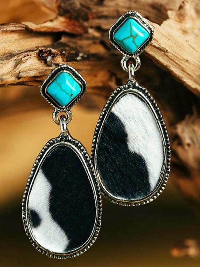 Fashion Cow Leopard Print Alloy Earrings