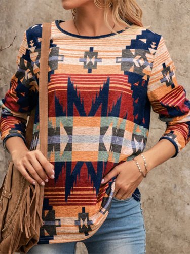 Women's Vintage Western Ethnic Print Top