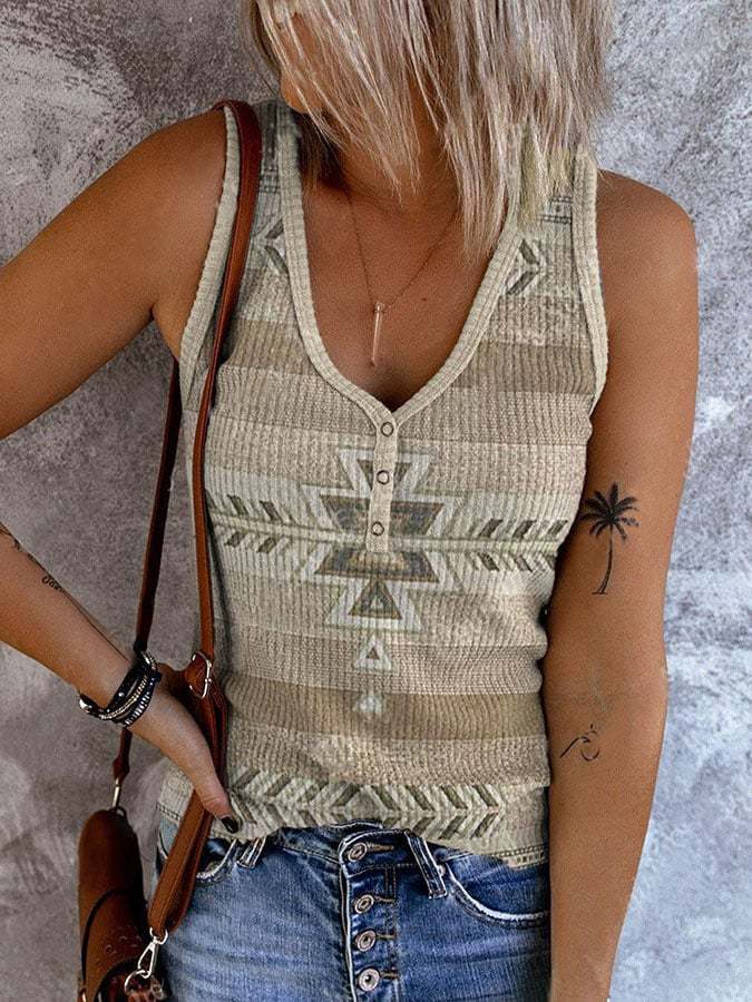 Vintage Western Print Vest