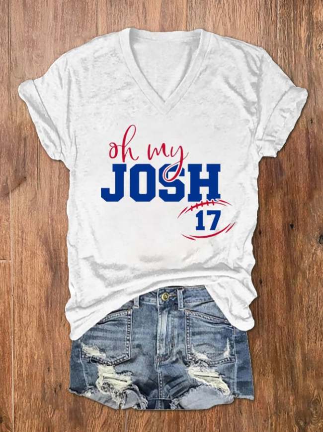 Women's Buffalo Oh My Josh Print V-Neck T-Shirt