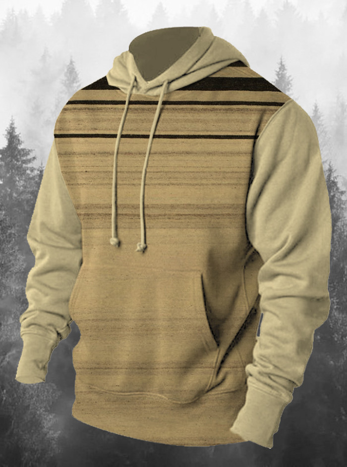 Men's Print Casual Drawstring Hoodie