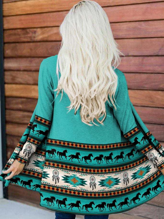 Vintage Print Long Sleeve Cardigan