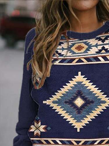 Vintage Western Print Long Sleeve Sweatshirt