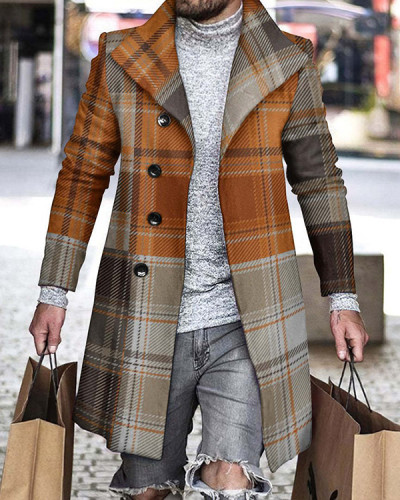 Men's Casual Long Sleeve Mid Length Cardigan Trench Coat