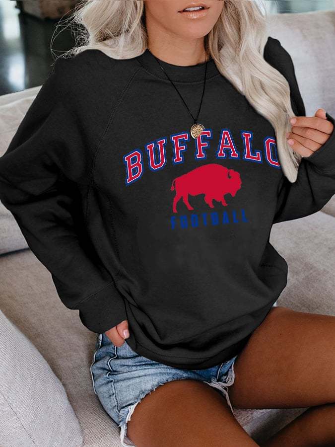 Women's Buffalo Football Print Casual Sweatshirt