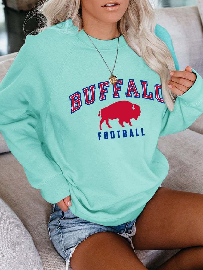Women's Buffalo Football Print Casual Sweatshirt