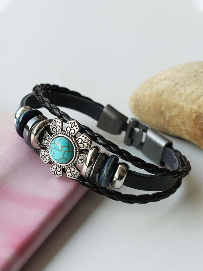 Vintage Turquoise Leather Bracelet