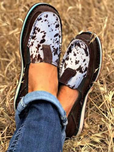 Cow Pattern Print Casual Shoes