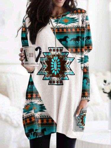 Vintage Print Mid-Length T-Shirt