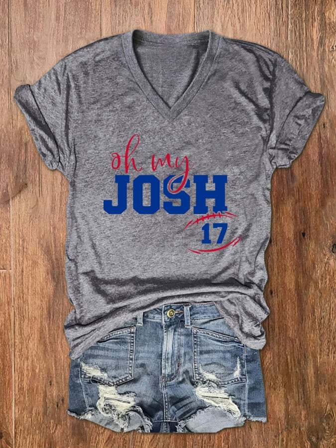 Women's Buffalo Oh My Josh Print V-Neck T-Shirt