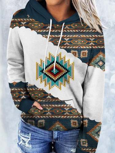 Vintage-Print Long-Sleeve Hoodie